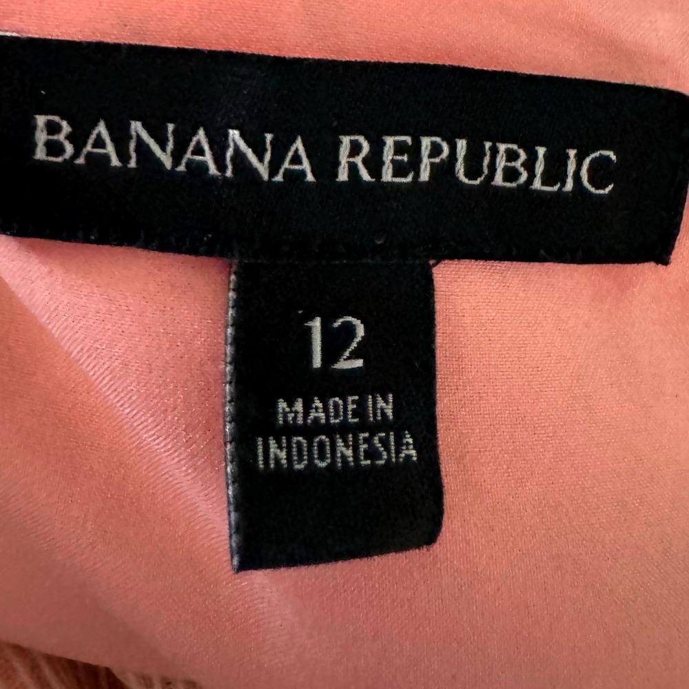 Banana Republic L One Shoulder Peach Floral Ruched Midi Slip Wedding Guest Dress - Picture 3 of 14